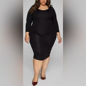 Womens black 3/4 sleeve midi dress. NWT